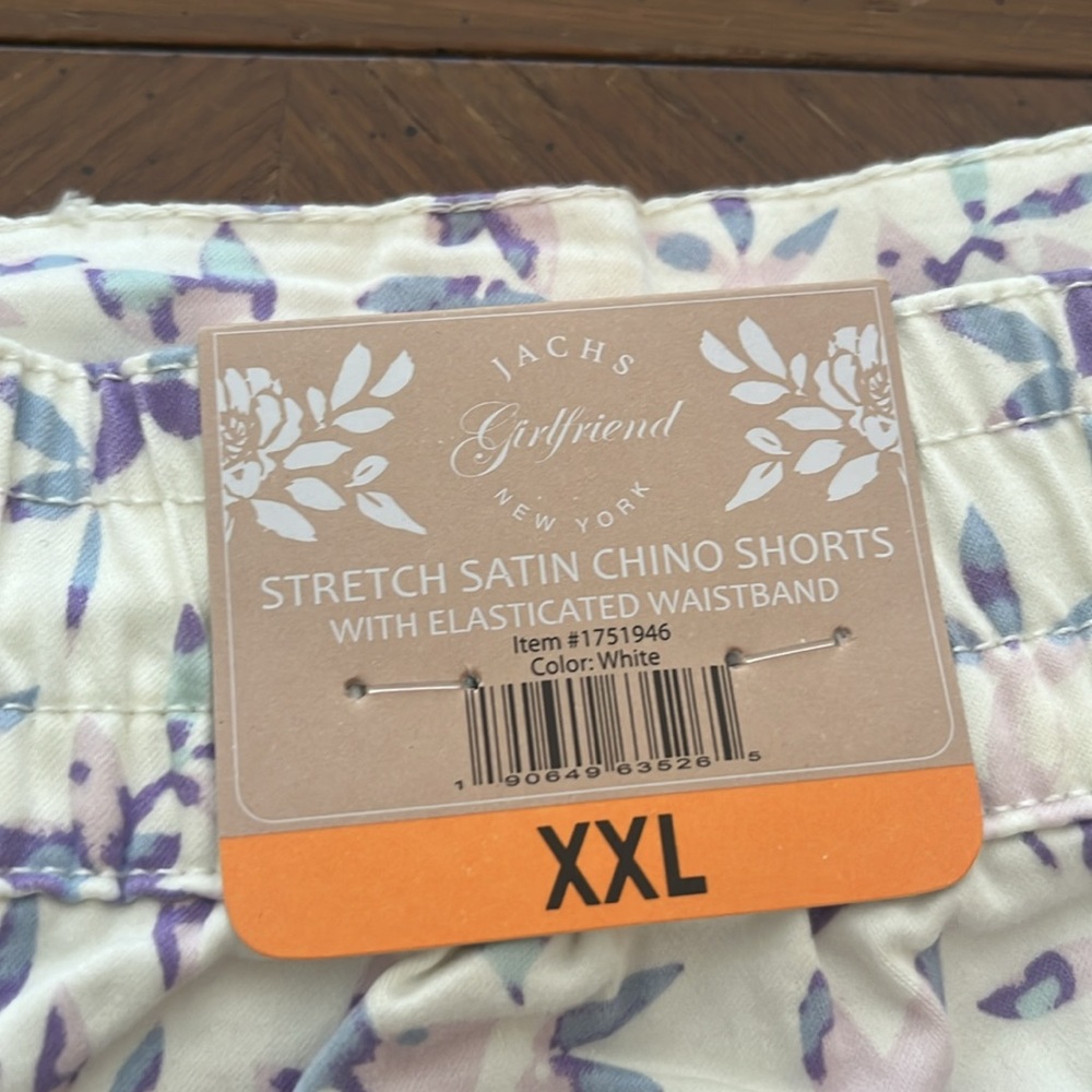 NWT Jach’s Girlfriend Stretch Chino Shorts Blue Pink Purple Botanical Print - Picture 14 of 14